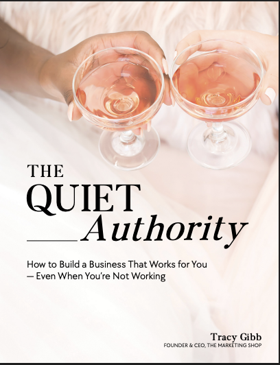 the quiet authority book cover, the product being offered, beside the headline